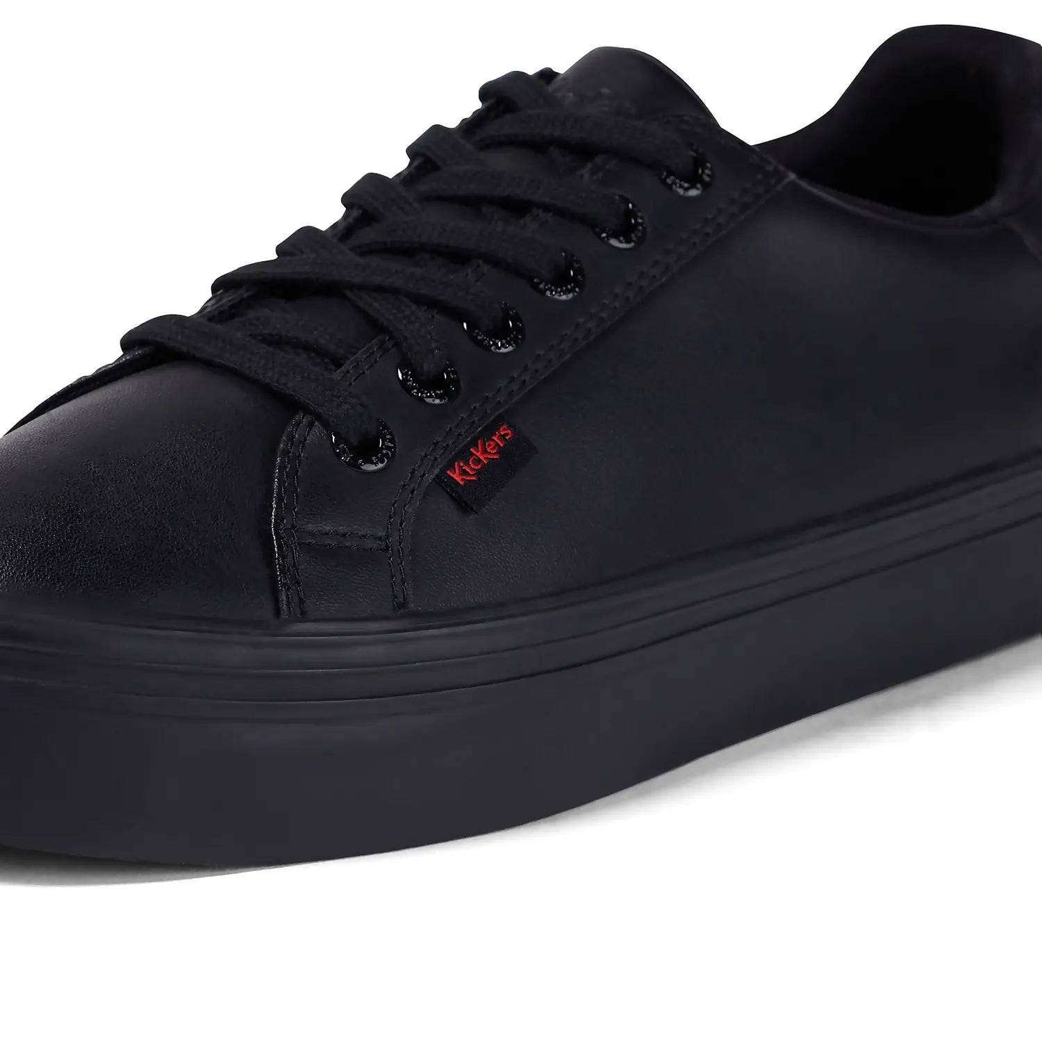 Kickers Tovni Stack BLACK Leather Lace Up Shoes