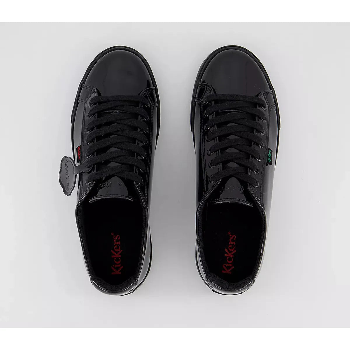 Kickers Tovni Stack BLACK Patent Leather Lace Up Shoes