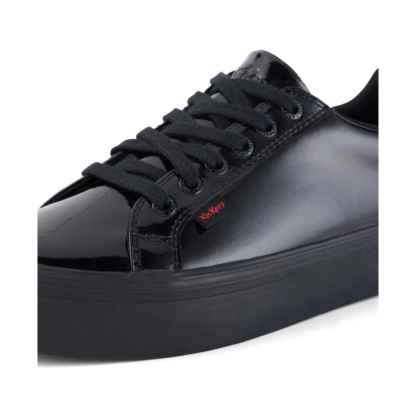 Kickers Tovni Stack BLACK Patent Leather Lace Up Shoes