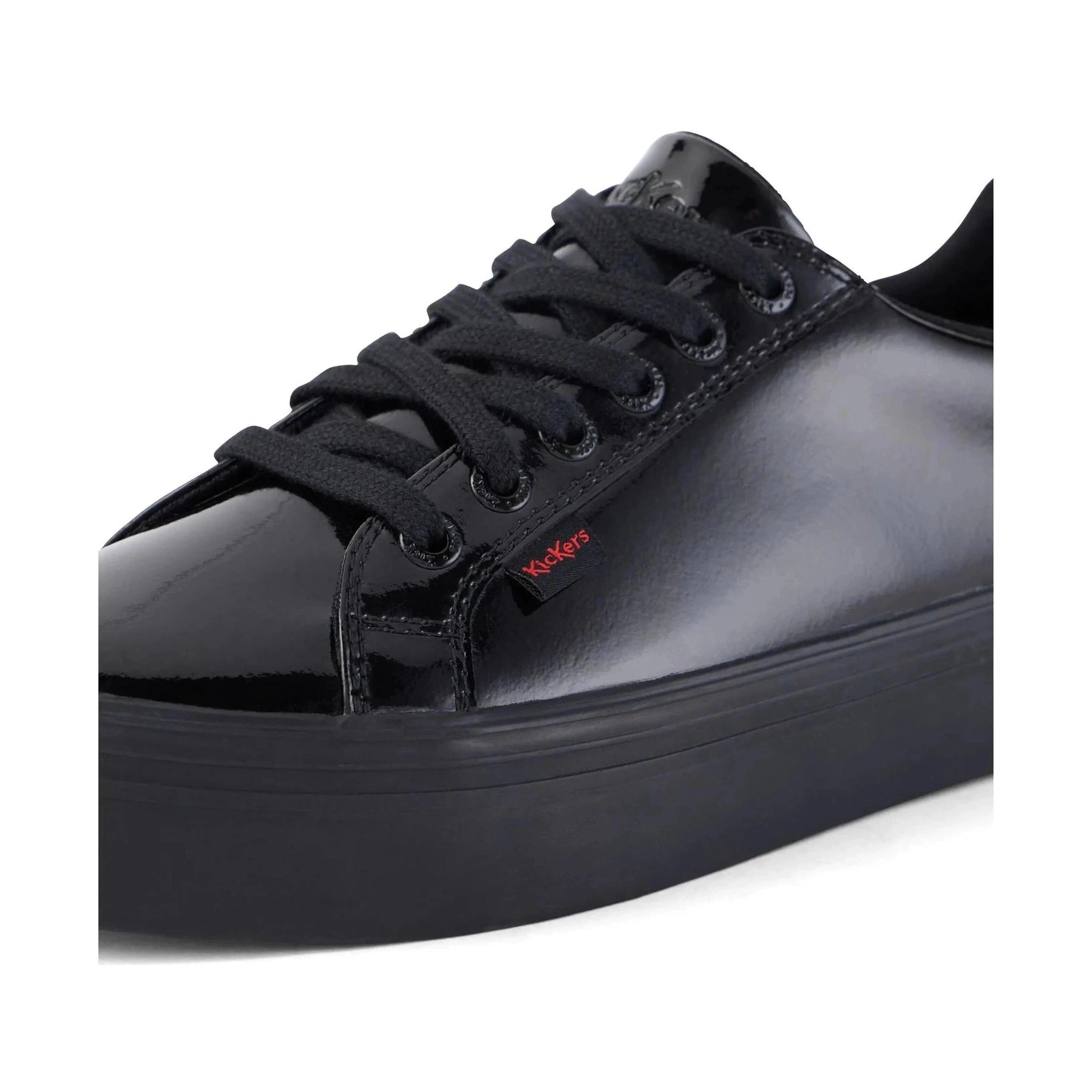 Kickers Tovni Stack BLACK Patent Leather Lace Up Shoes