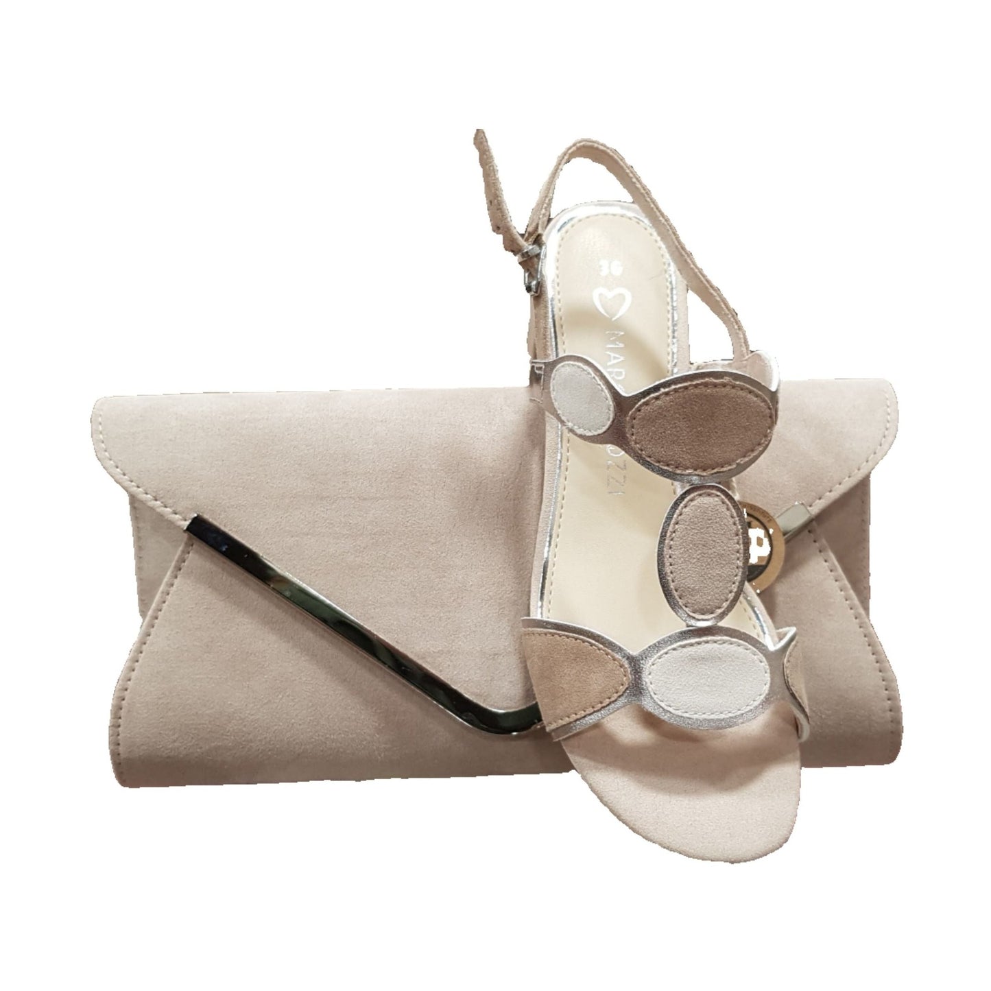 Koko Z320 NUDE Faux Suede Clutch bag with chain shoulder strap close match to Marco Tozzi 28230