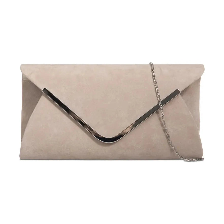 Koko Z320 NUDE Faux Suede Clutch bag with chain shoulder strap close match to Marco Tozzi 28230