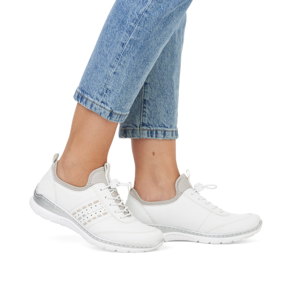 Rieker Trainer Style Slip On Shoe L3259 80 WHITE L3259 80