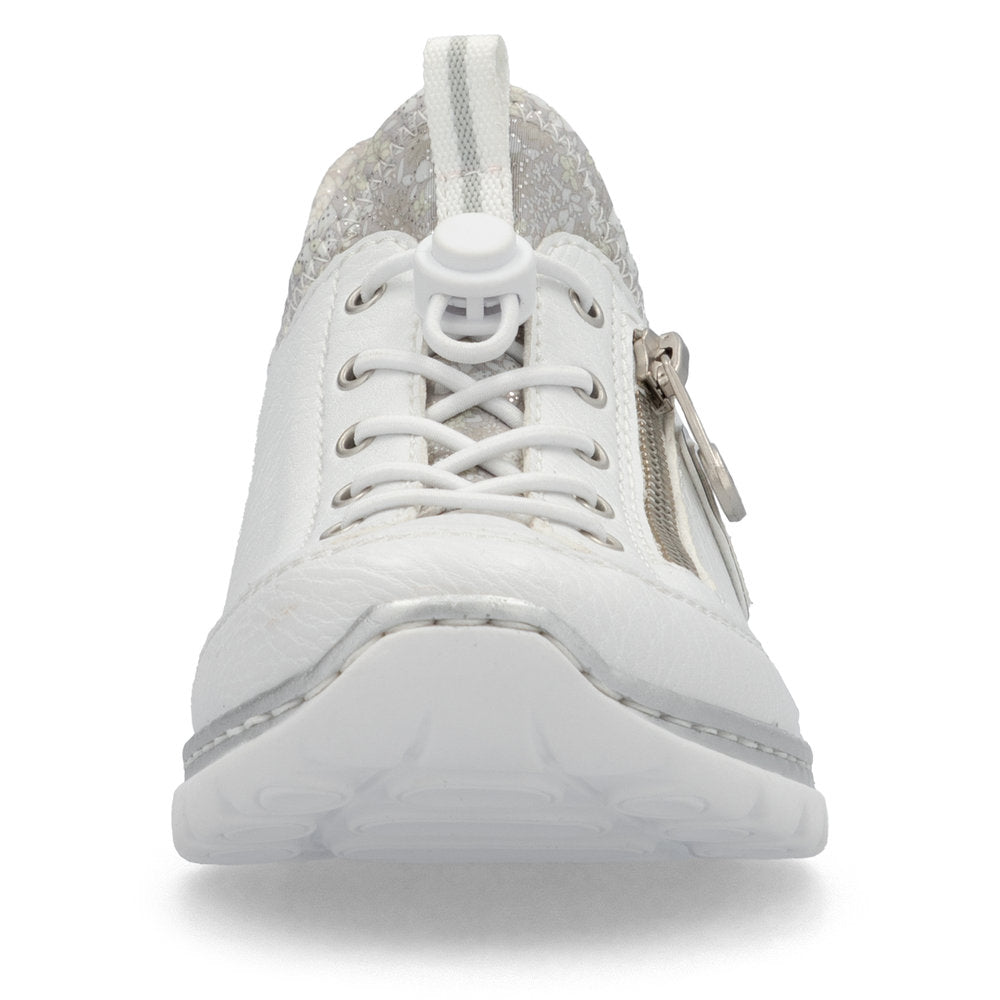 Rieker L32f1 WHITE/SILVER Slip On Trainer Style Shoe L32F1-80