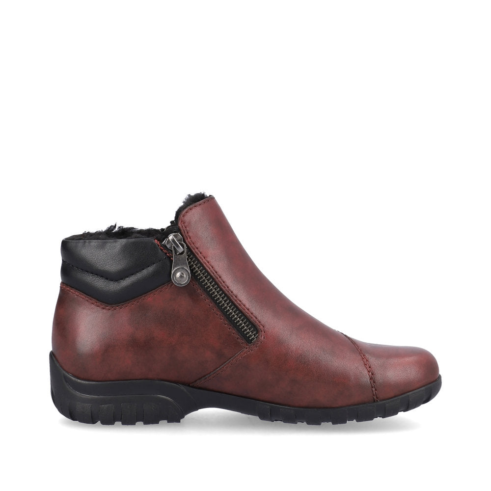 Rieker Ladies Boot L4655 RED Soft Leather Twin Zip Water repellent ankle boot L4655-35