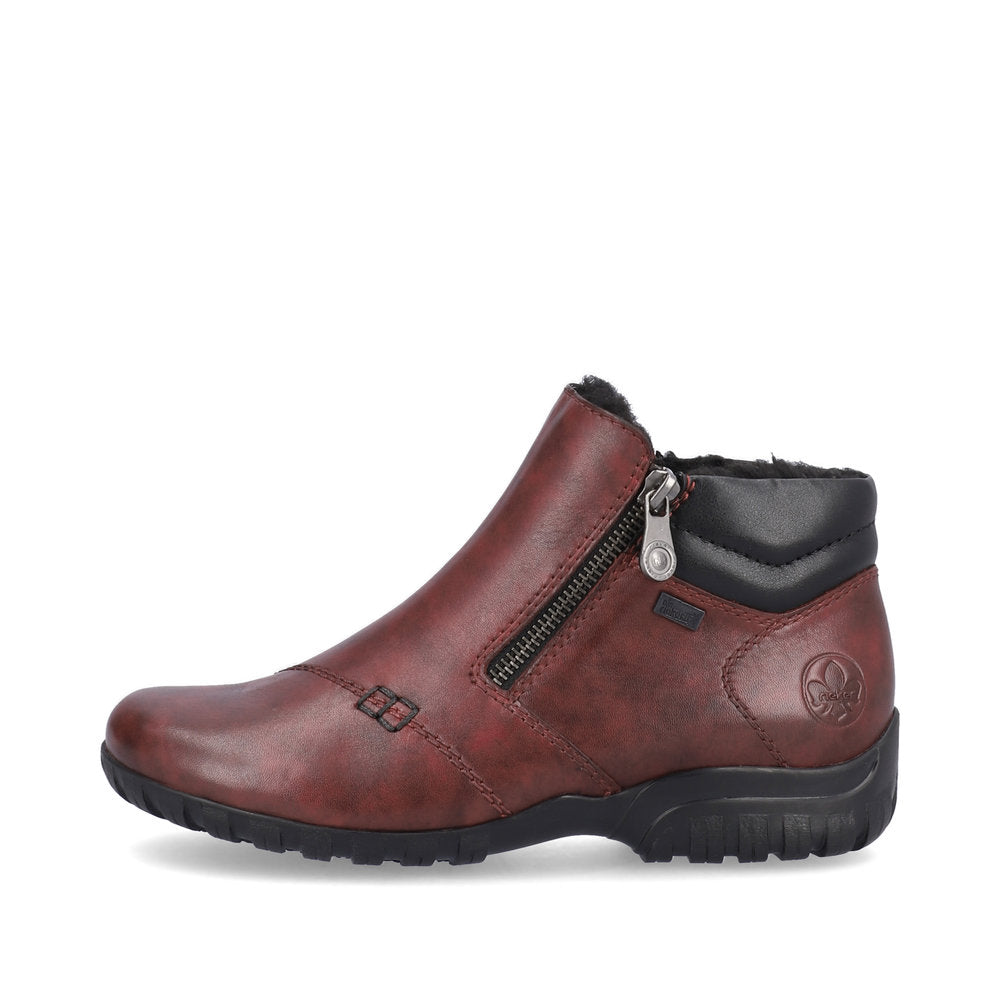 Rieker Ladies Boot L4655 RED Soft Leather Twin Zip Water repellent ankle boot L4655-35