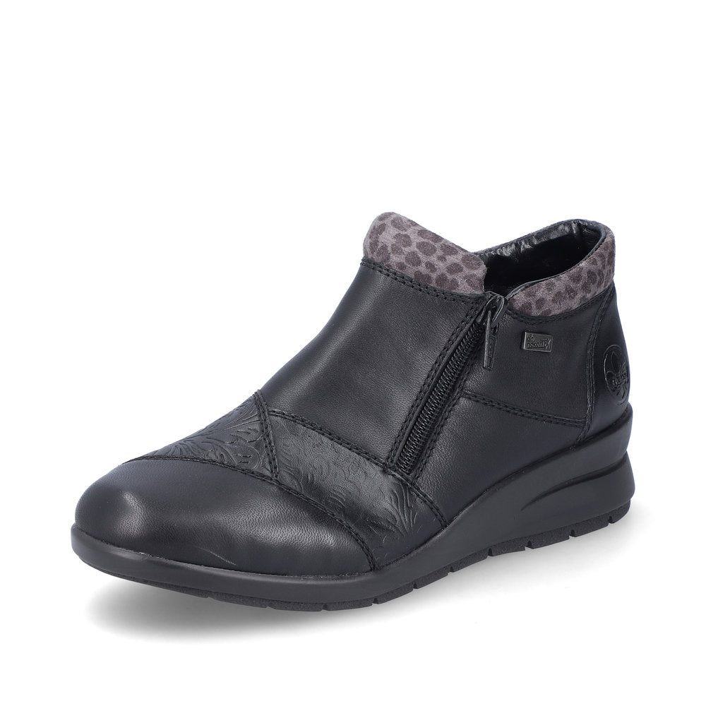 Rieker L4881 BLACK  Double Zip Water Resistant Ankle Boot L4881-01
