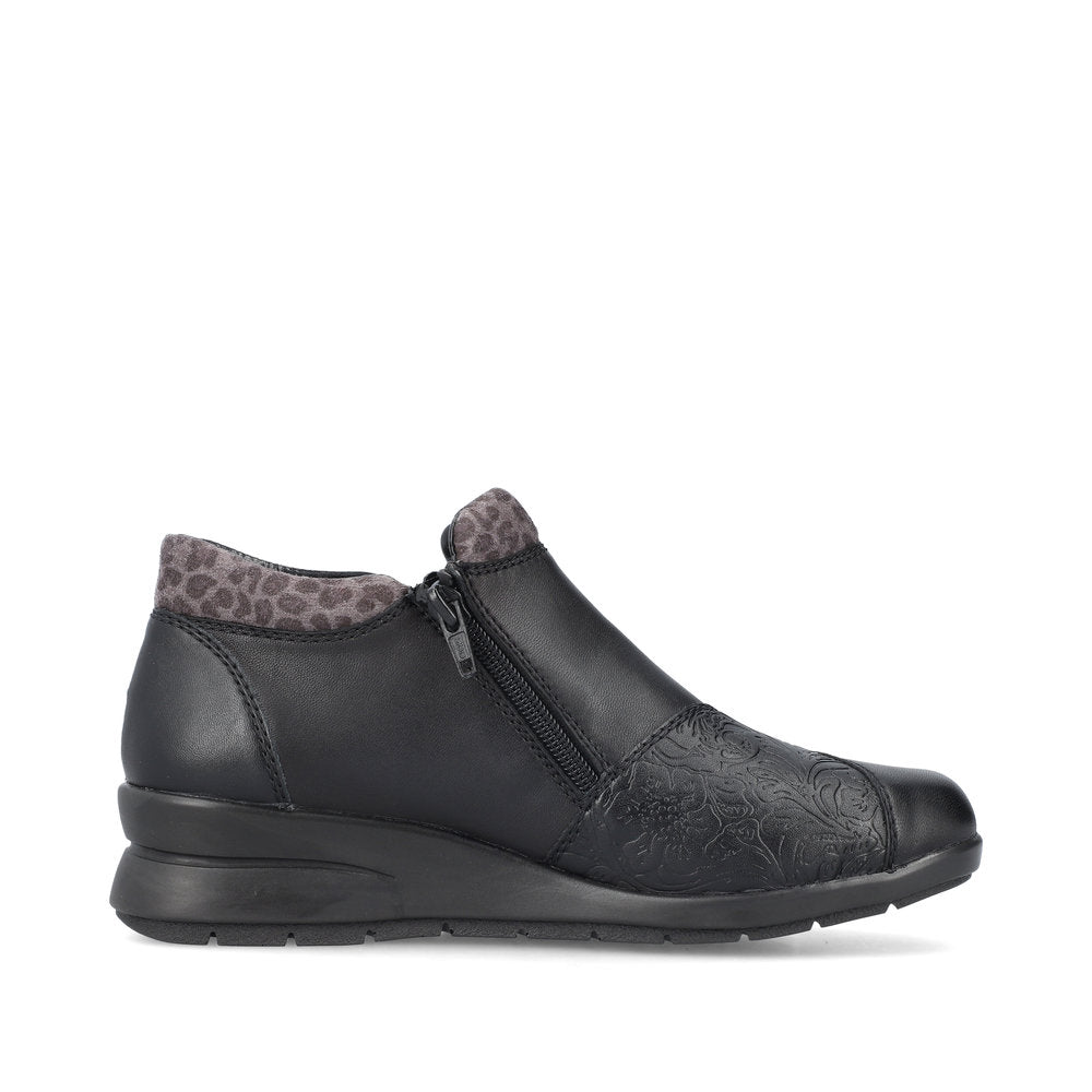 Rieker L4881 BLACK  Double Zip Water Resistant Ankle Boot L4881-01
