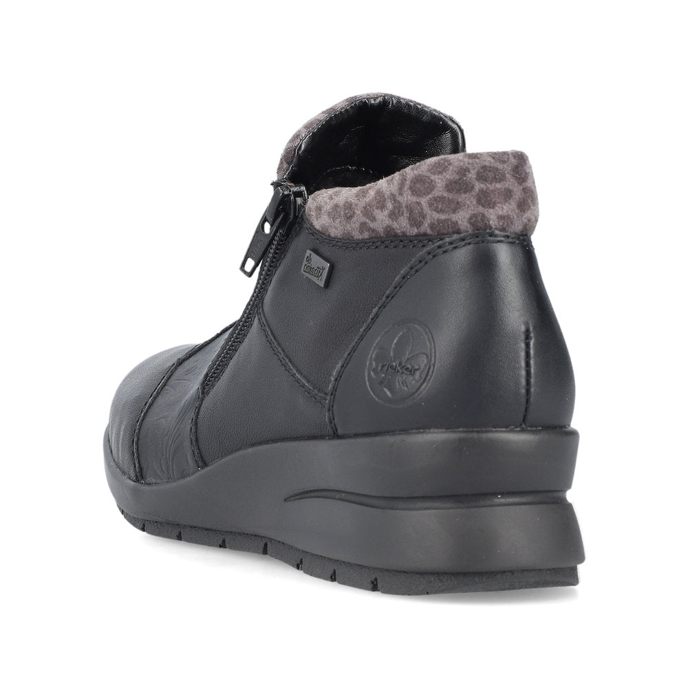 Rieker L4881 BLACK  Double Zip Water Resistant Ankle Boot L4881-01