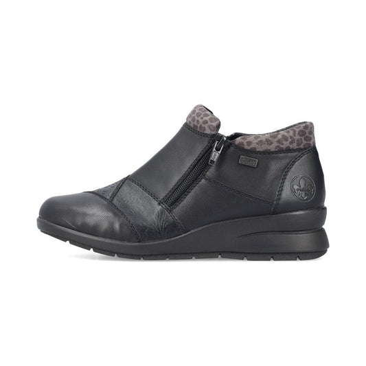 Rieker L4881 BLACK  Double Zip Water Resistant Ankle Boot L4881-01