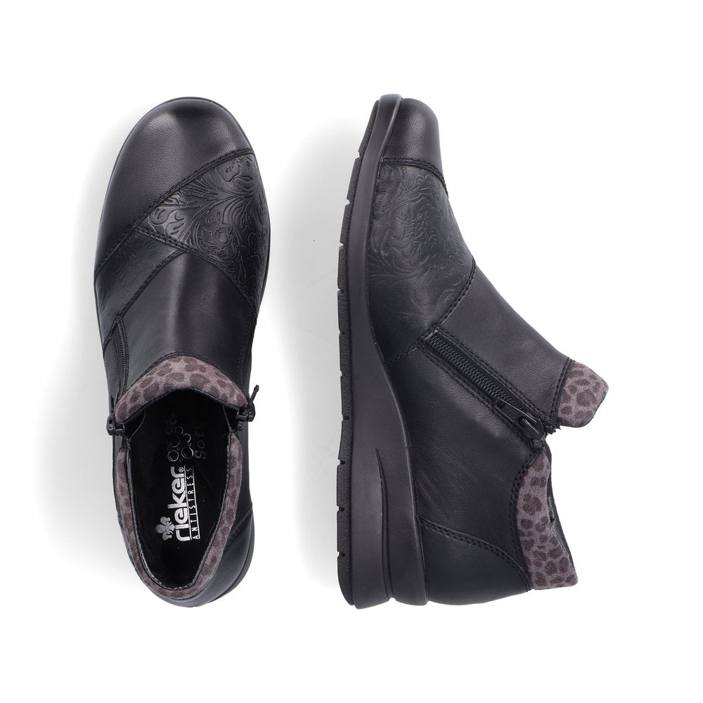 Rieker L4881 BLACK  Double Zip Water Resistant Ankle Boot L4881-01