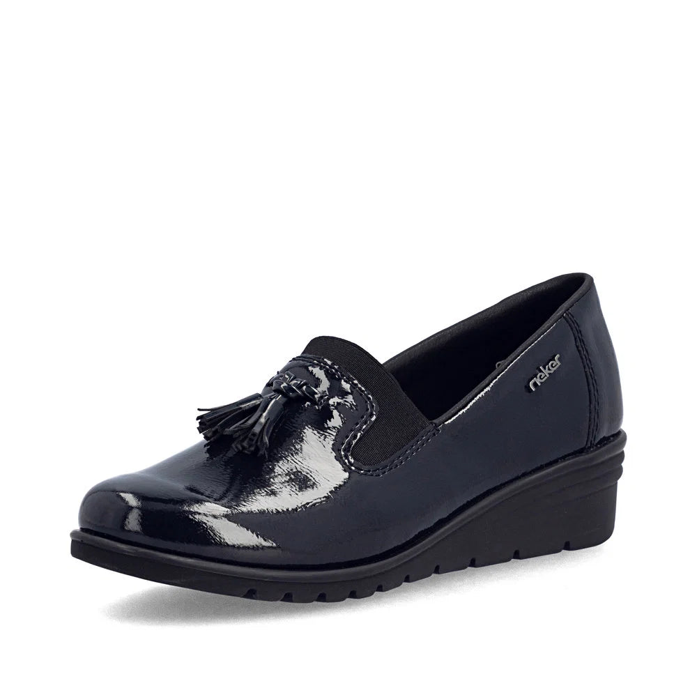Rieker L5363 NAVY Navy Patent Wedge Heel Shoe L5353-14
