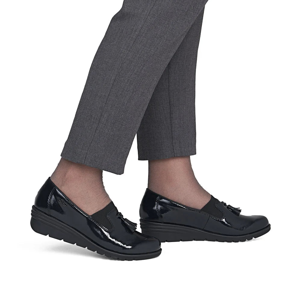 Rieker L5363 NAVY Navy Patent Wedge Heel Shoe L5353-14
