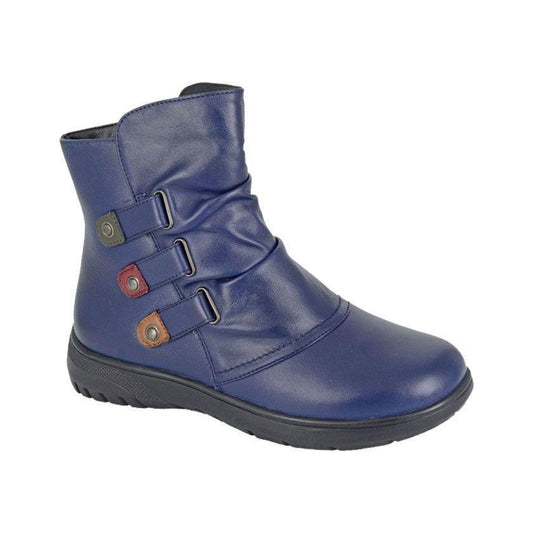 Cipriata L557 Navy Soft Leather Zip ankle Boot L557C