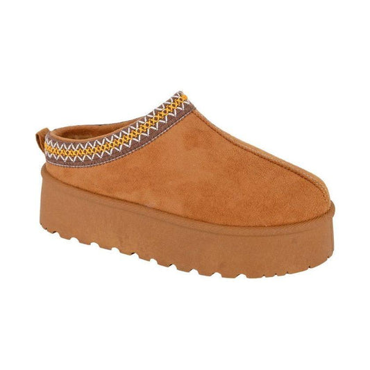 Cipriata L570 TAN Lined Mule Slipper with chunky wedge sole