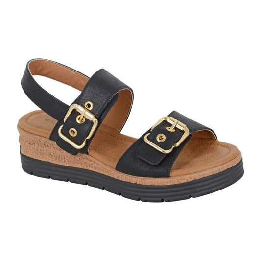 Cipriata L631 Buckle Wedge sandals BLACK L631A
