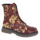 Cipriata L853 BURGUNDY Floral 8 Eyelet Zip Boot L853BD