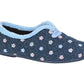 Sleepers Carol Navy Floral Trim V Throat Slipper LS181NC