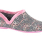 Sleepers Ls193 GREY Flower Stitch Cuff Slippers