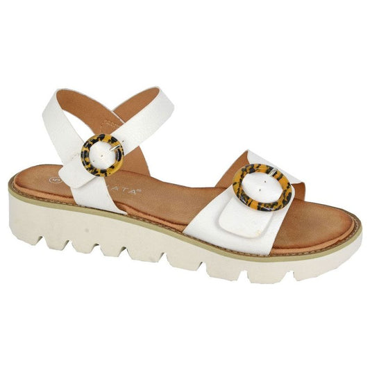 Cipriata L282 WHITE Twin Buckle Wedge Sandal