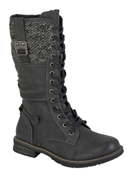 Cipriata GABRIELA Black Long boot with Laces and inside zip L307