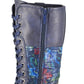 Cipriata L755 NAVY Floral Trim Long Lace Up Boot With Zip L755C