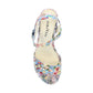 Laura Vita Framboiseo 16 BLEU Touch Fastening Bar Shoe With Floral Heel Trim