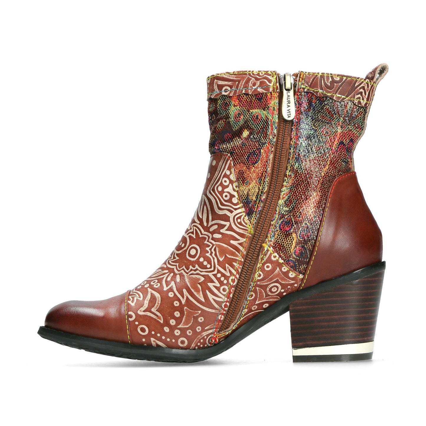 Laura Vita Igcreo 02 CAFE Leather Cuban Heel Ankle Boot