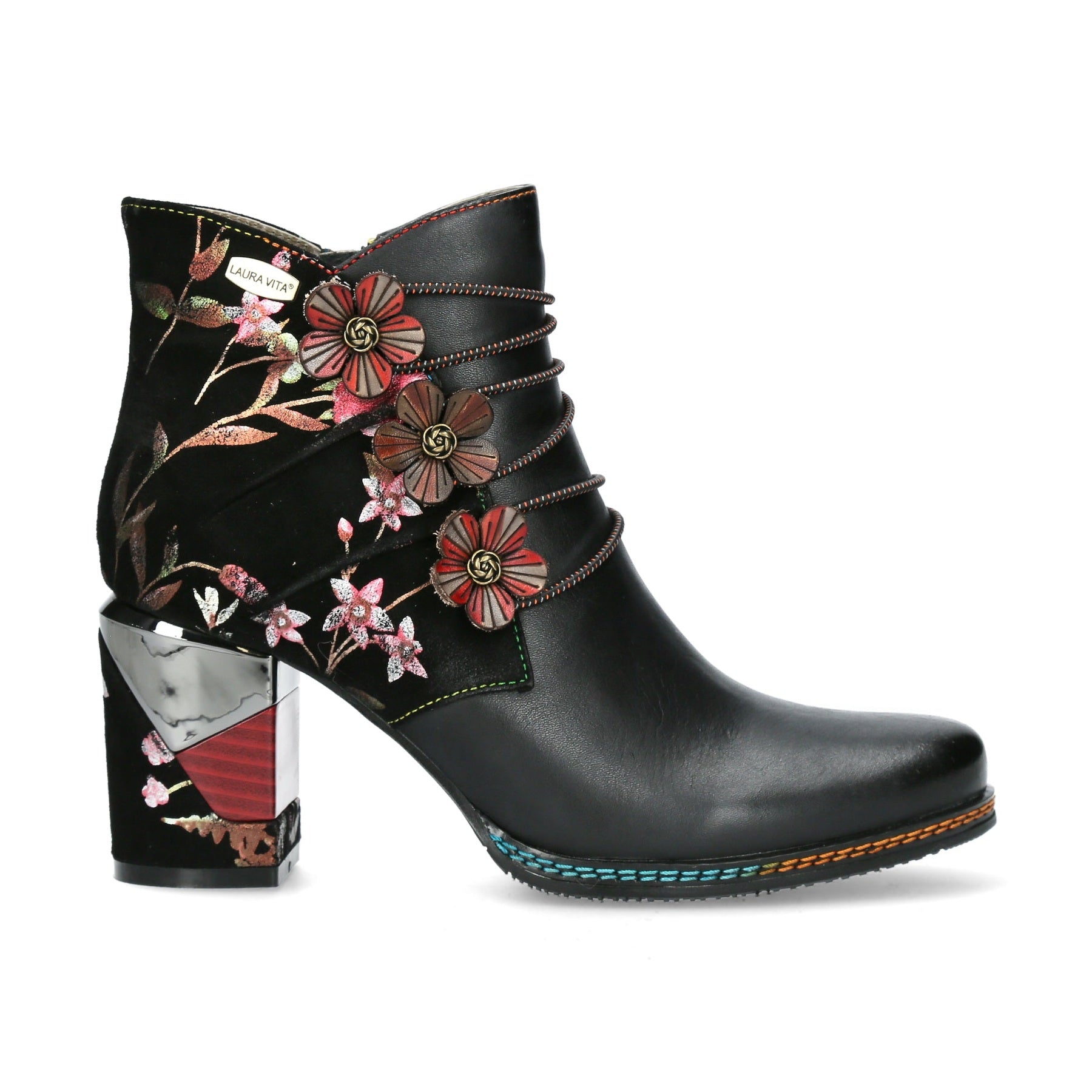Laura Vita Maevao 0123 NOIR Leather Black Heel Ankle Boot
