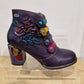 Laura Vita Maevao 0123 VIOLET Embossed block Heel Zip Ankle Boot