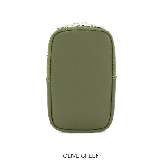 Moda Express Leather Phone Pouch Crossbody Bag OLIVE 15003