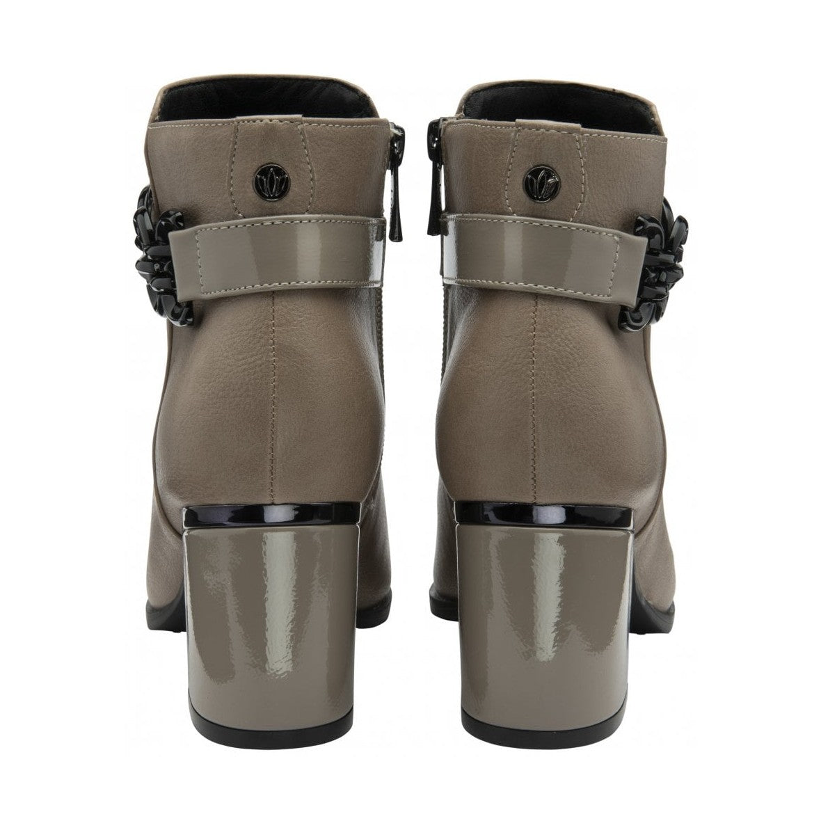 Lotus Amarin TAUPE Block Heel Zip Ankle Boot ULB454