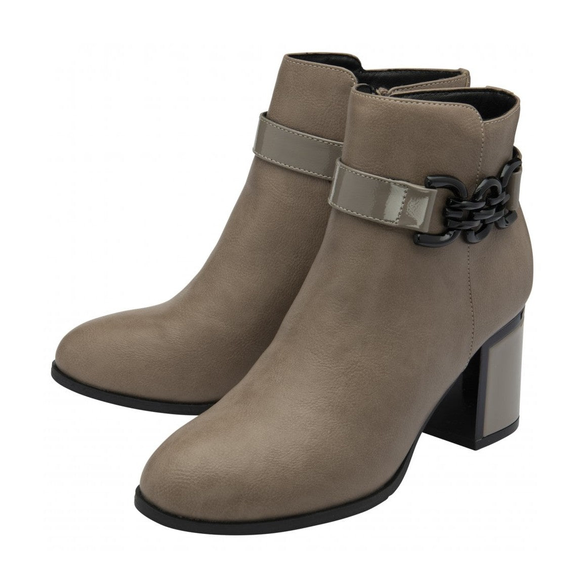 Lotus Amarin TAUPE Block Heel Zip Ankle Boot ULB454