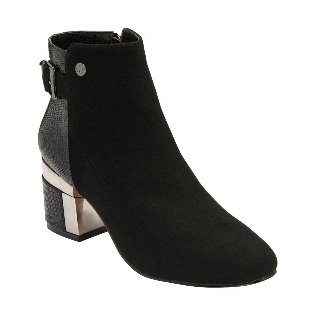 Lotus Andrea Black Mid Heel Ankle Boot.