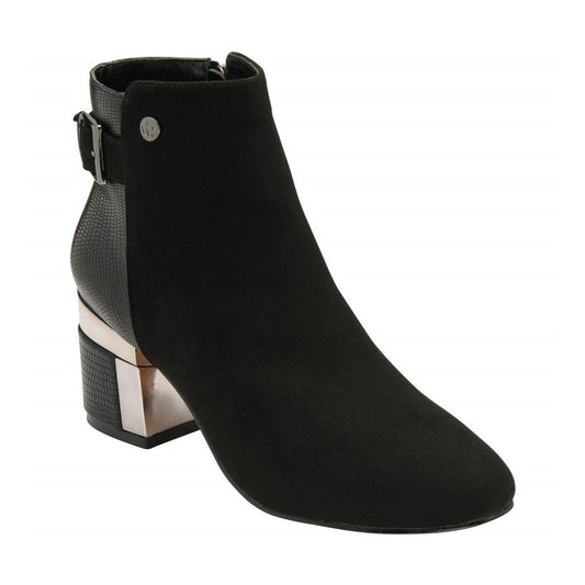 Lotus Andrea Black Mid Heel Ankle Boot.