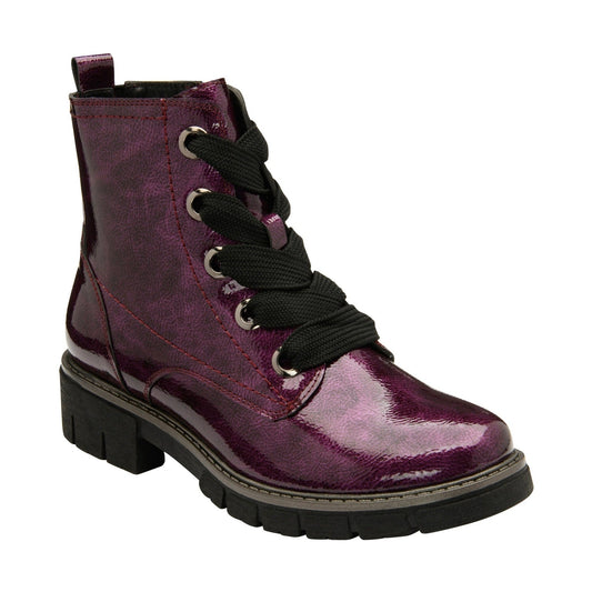 Lotus Ankle Boot with lace and Zip fastening Jojo PURPLE PATENT ULB350