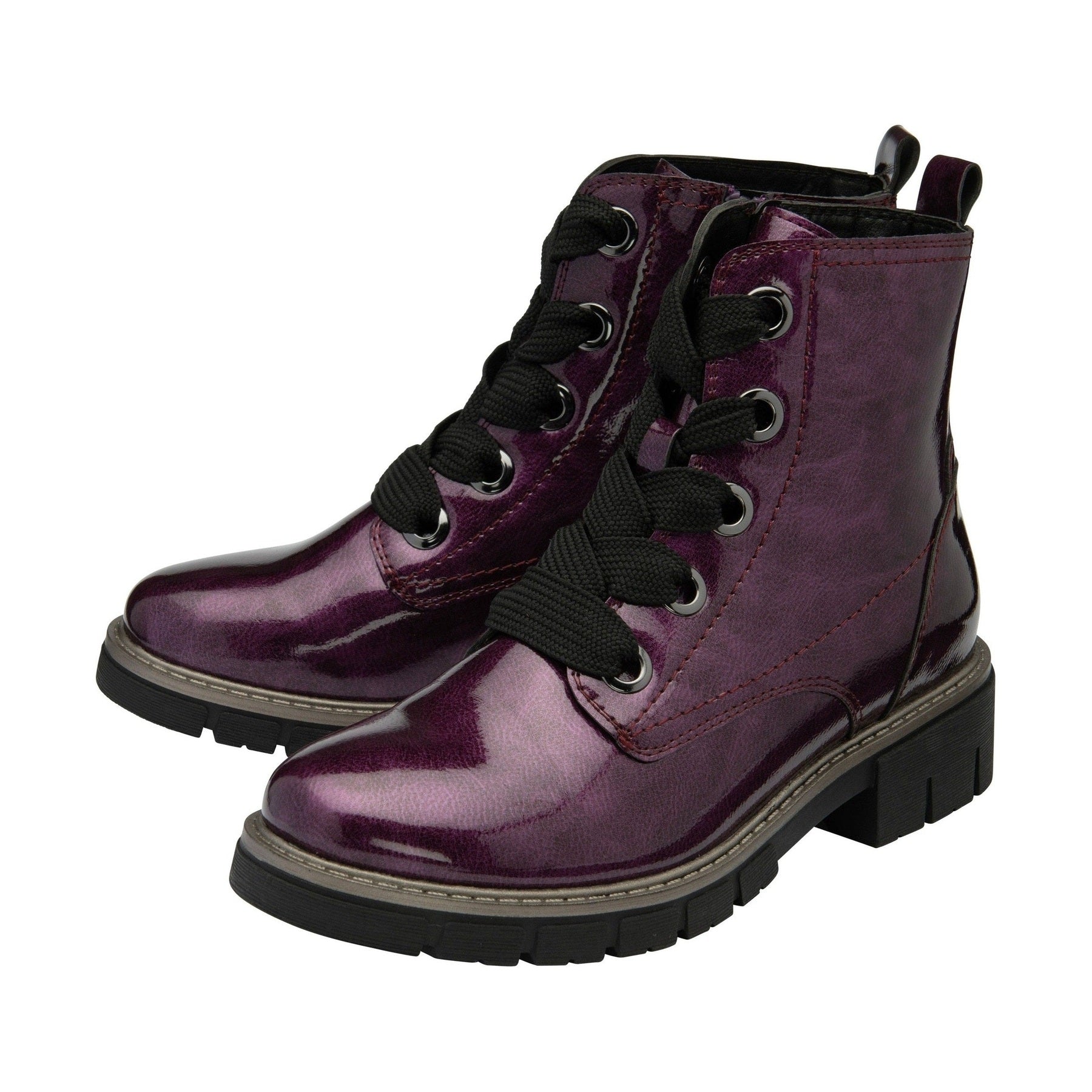 Lotus Ankle Boot with lace and Zip fastening Jojo PURPLE PATENT ULB350