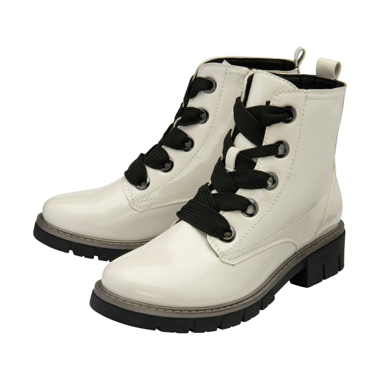 Lotus Ankle Boot with lace and Zip fastening Jojo WHITE PATENT ULB350