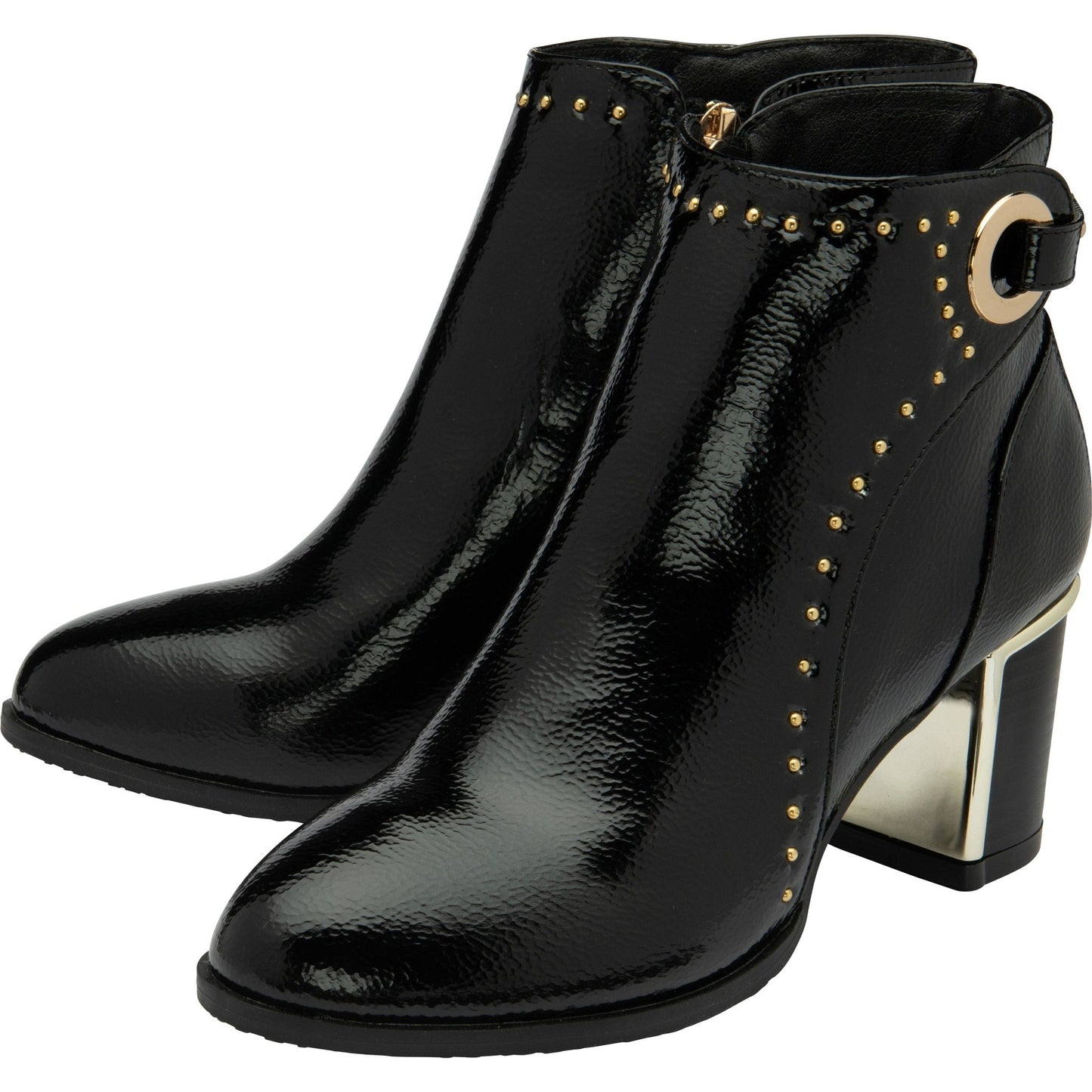 Lotus Ankle boot with block heel Wells BLACK PAT ULB317BP