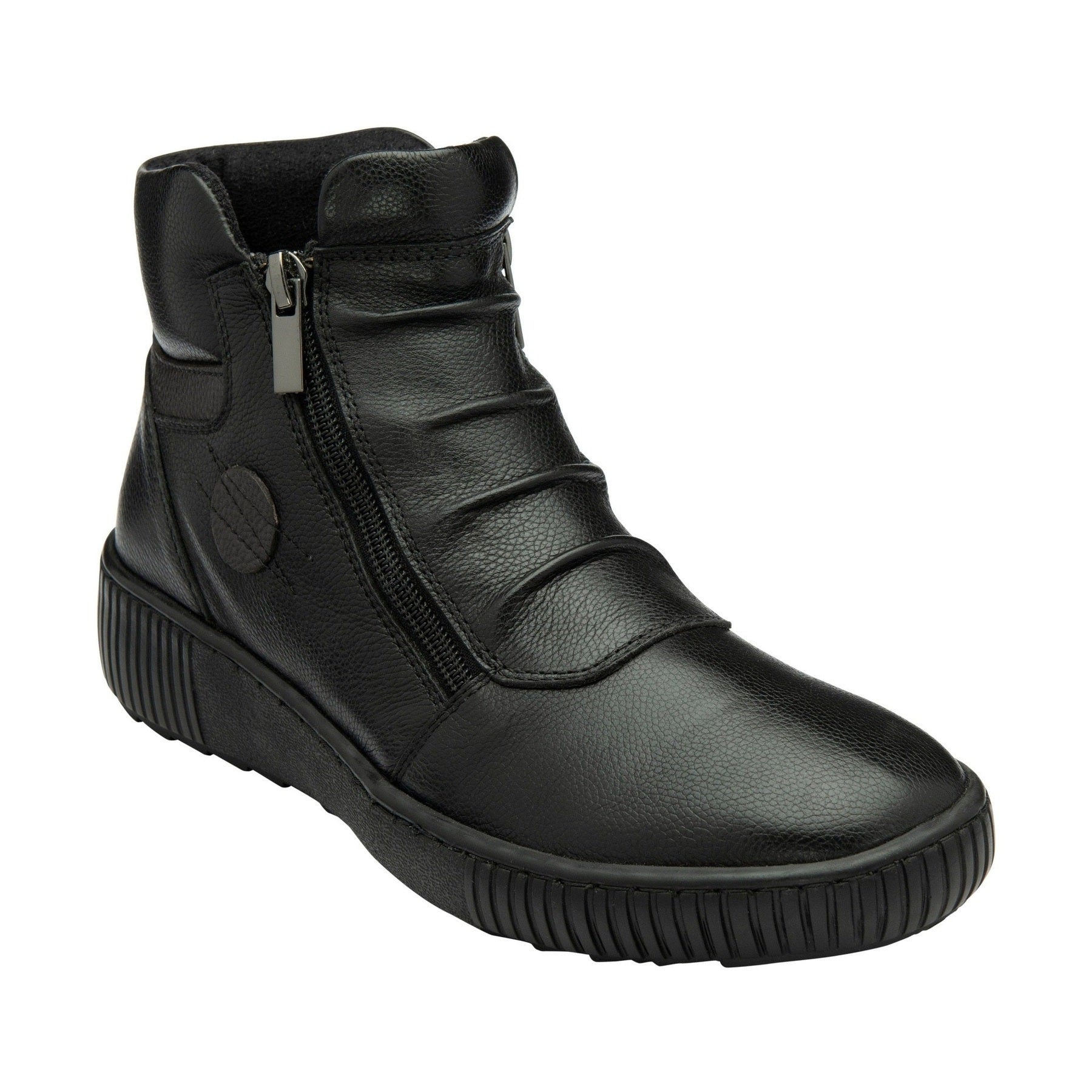 Lotus Atlanta BLACK Soft Leather Twin Zip Ankle Boot ULB405