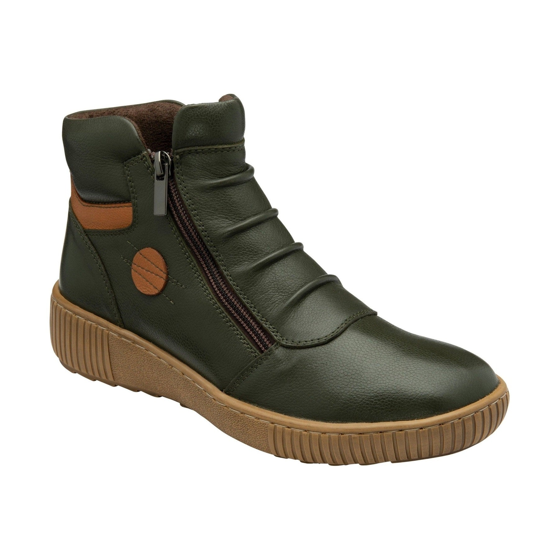 Lotus Atlanta Green Soft Leather Twin Zip Ankle Boot ULB405
