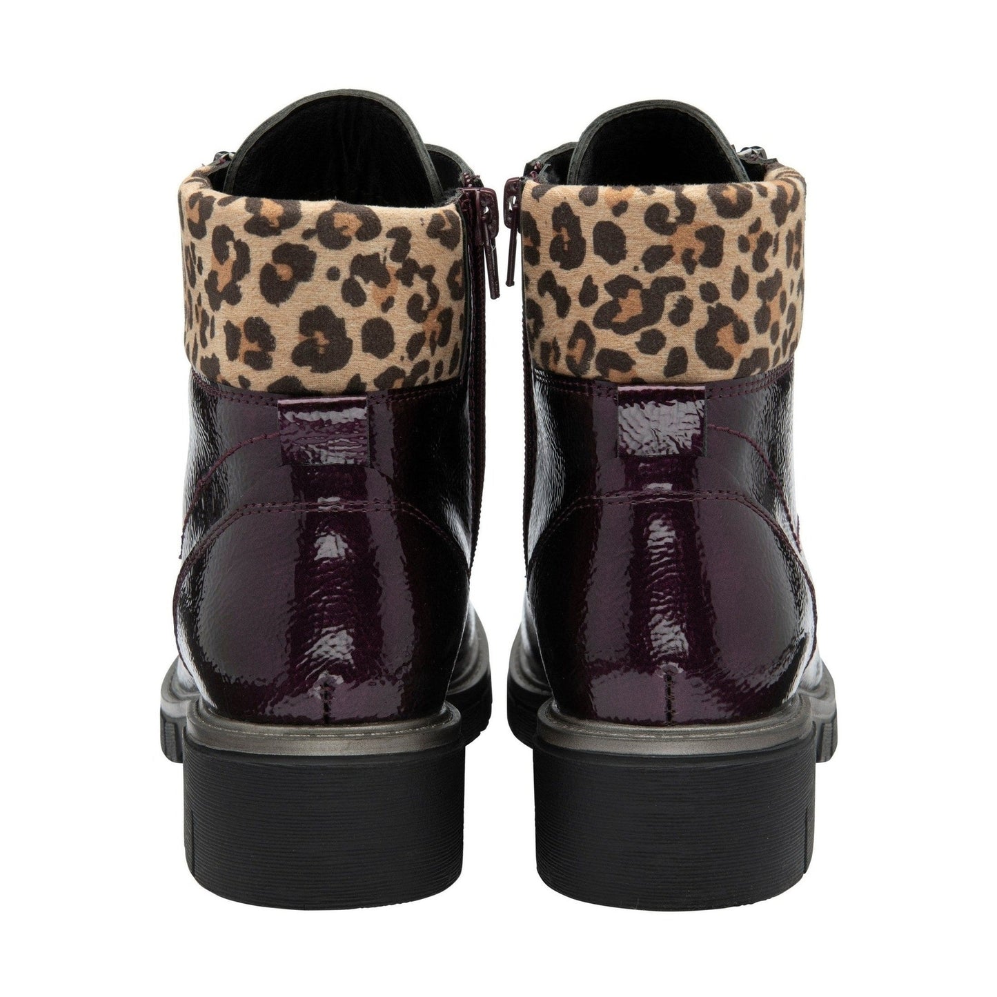 Lotus Boot Charleston Patent Ankle Boot with Lace and zip PURPLE ULB383