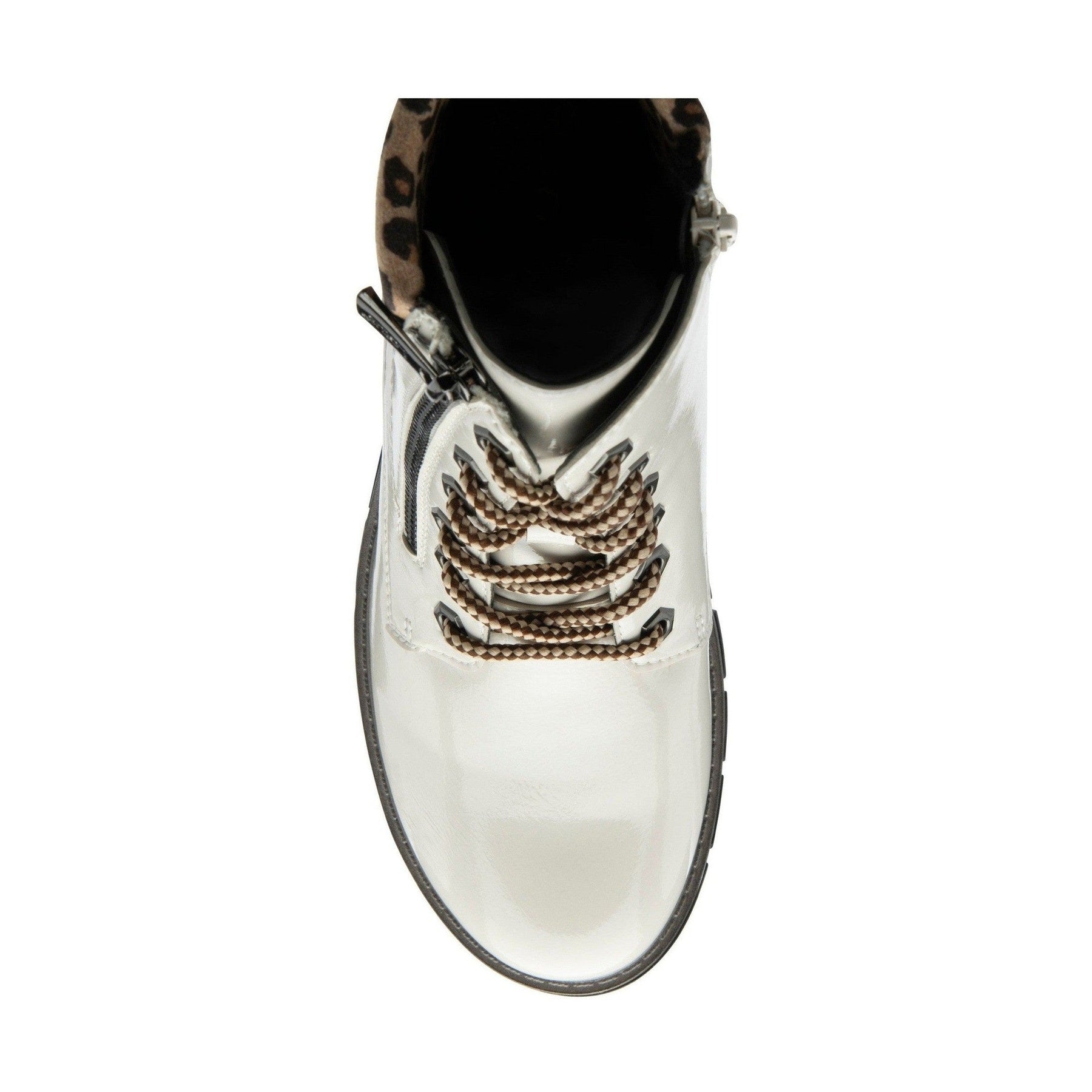 Lotus Boot Charleston Patent Ankle Boot with Lace and zip WHITE ULB383