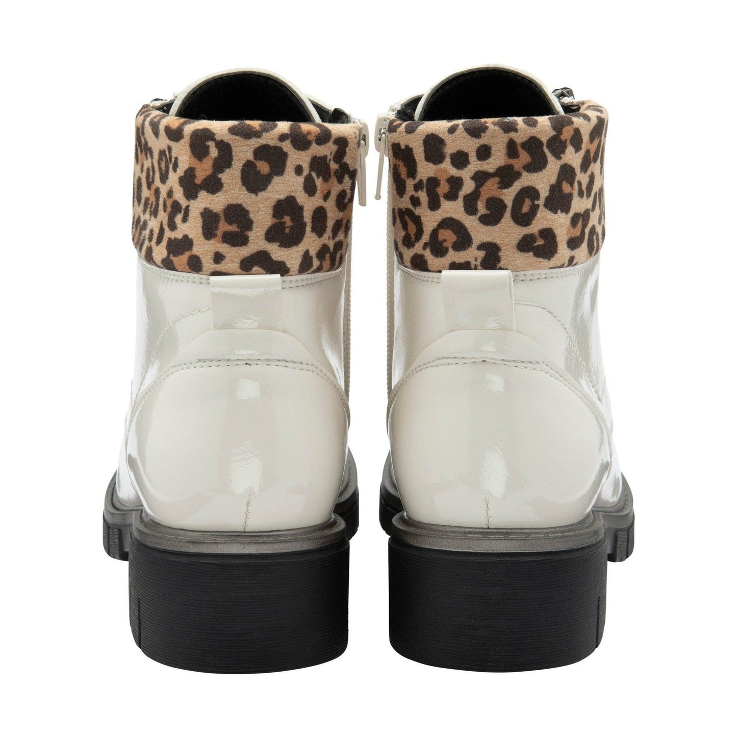Lotus Boot Charleston Patent Ankle Boot with Lace and zip WHITE ULB383