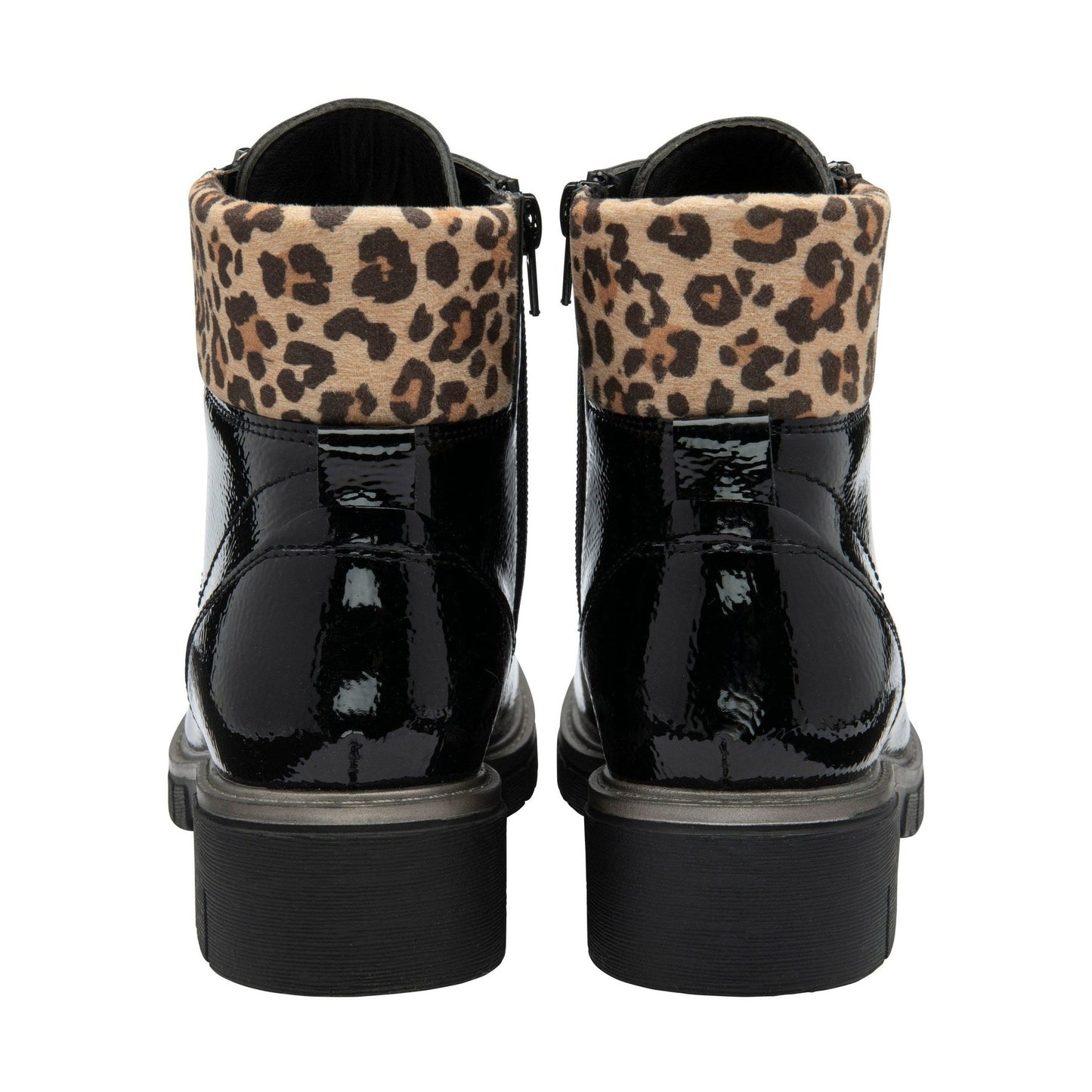 Lotus Boot Charleston Patent Ankle Boot with Lace and zip BLACK PAT ULB383