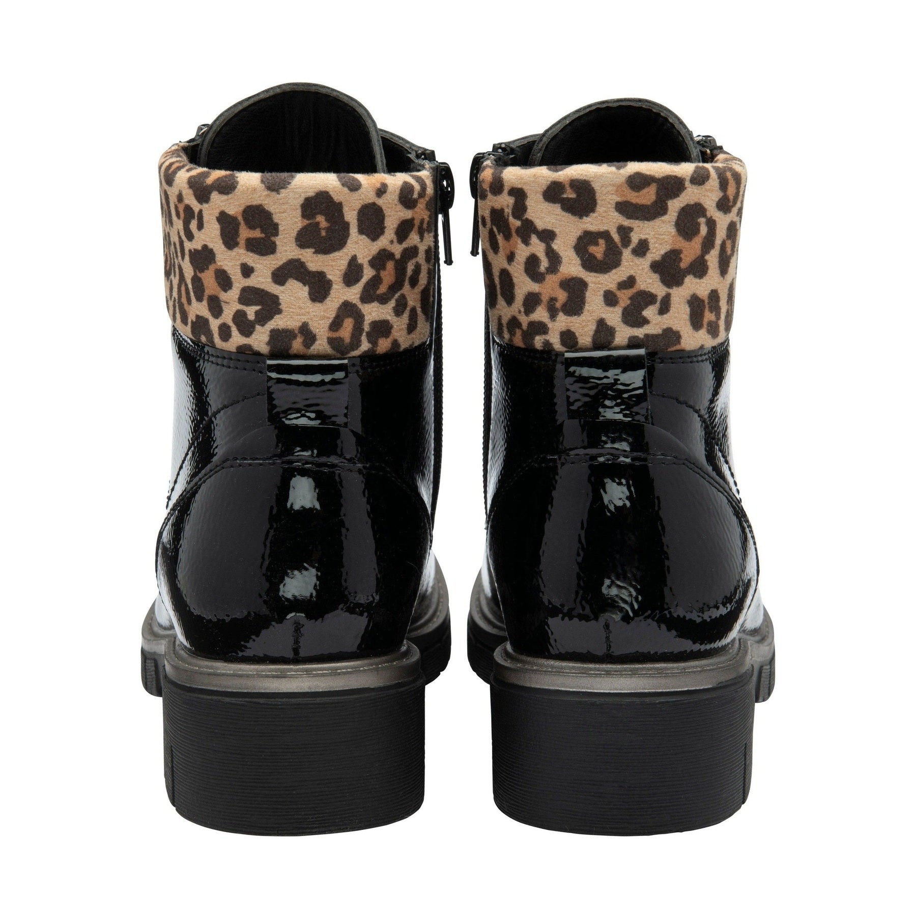 Lotus Boot Charleston Patent Ankle Boot with Lace and zip BLACK PAT ULB383
