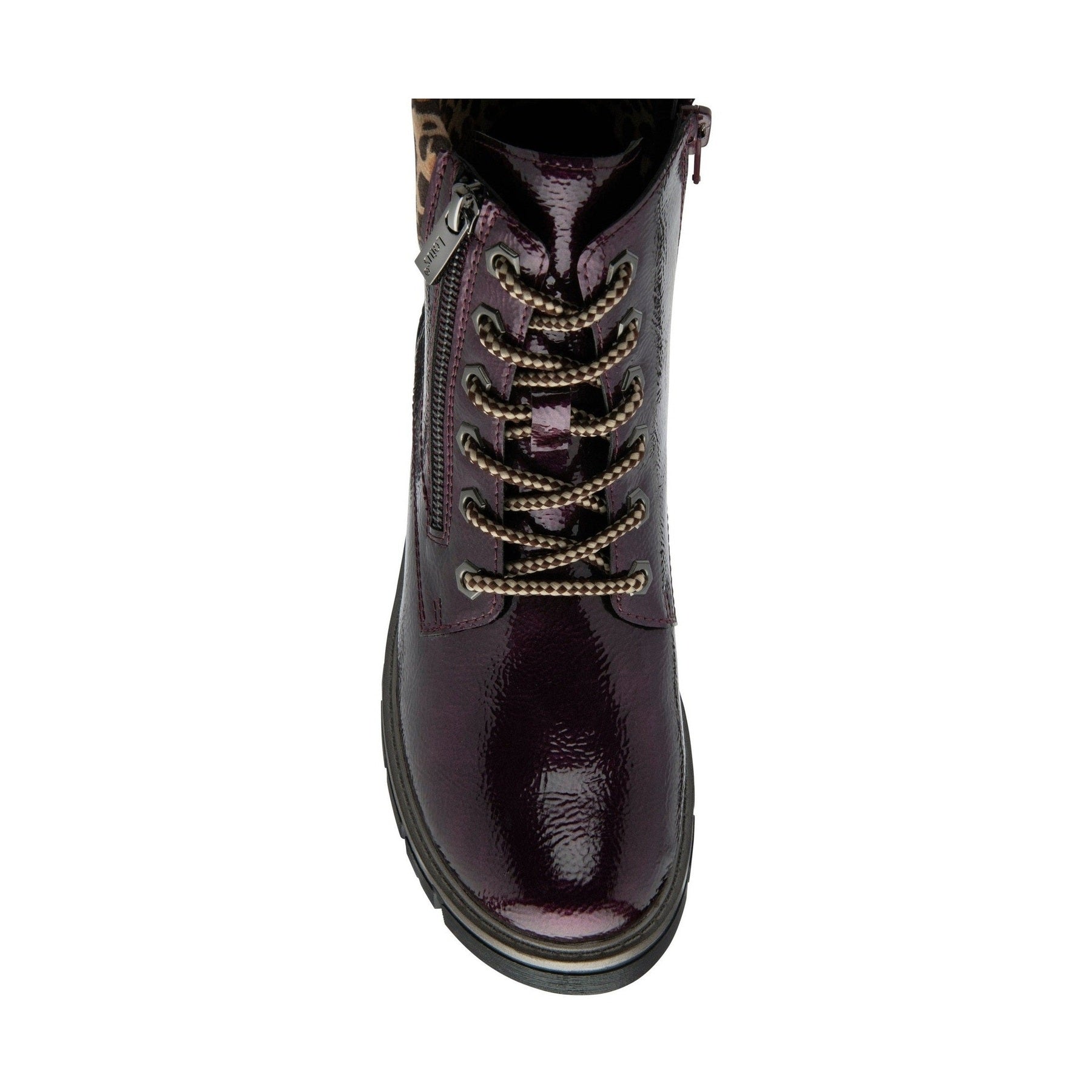 Lotus Boot Charleston Patent Ankle Boot with Lace and zip PURPLE ULB383