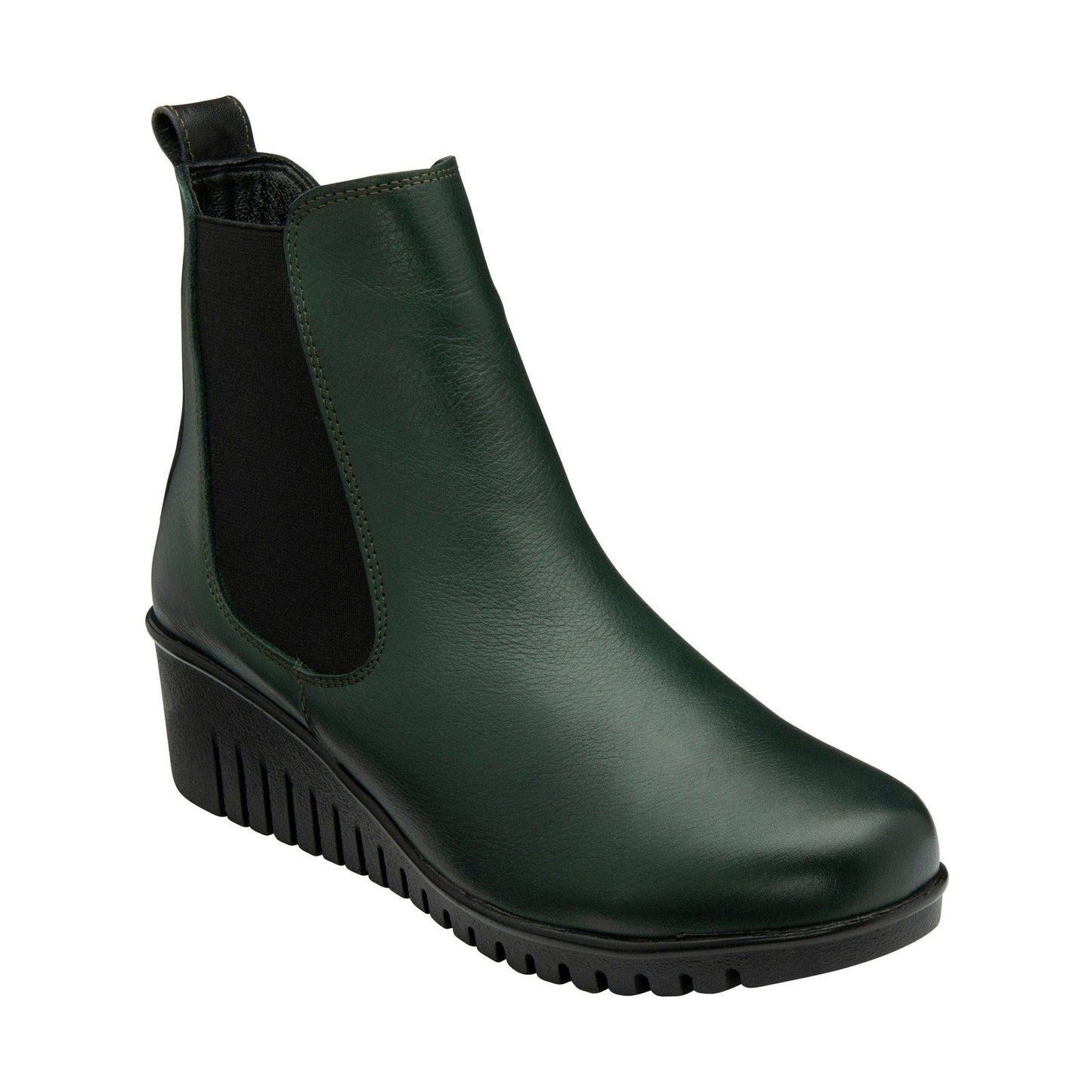 Lotus Boot Dresden Leather Ankle boot with wedge sole elasticated sides and zip GREEN DRESDEN