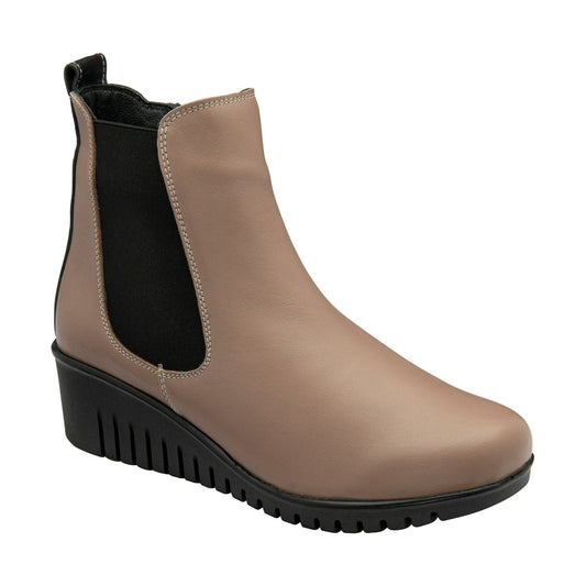 Lotus Boot Dresden Leather Ankle boot with wedge sole elasticated sides and zip CLAY DRESDEN
