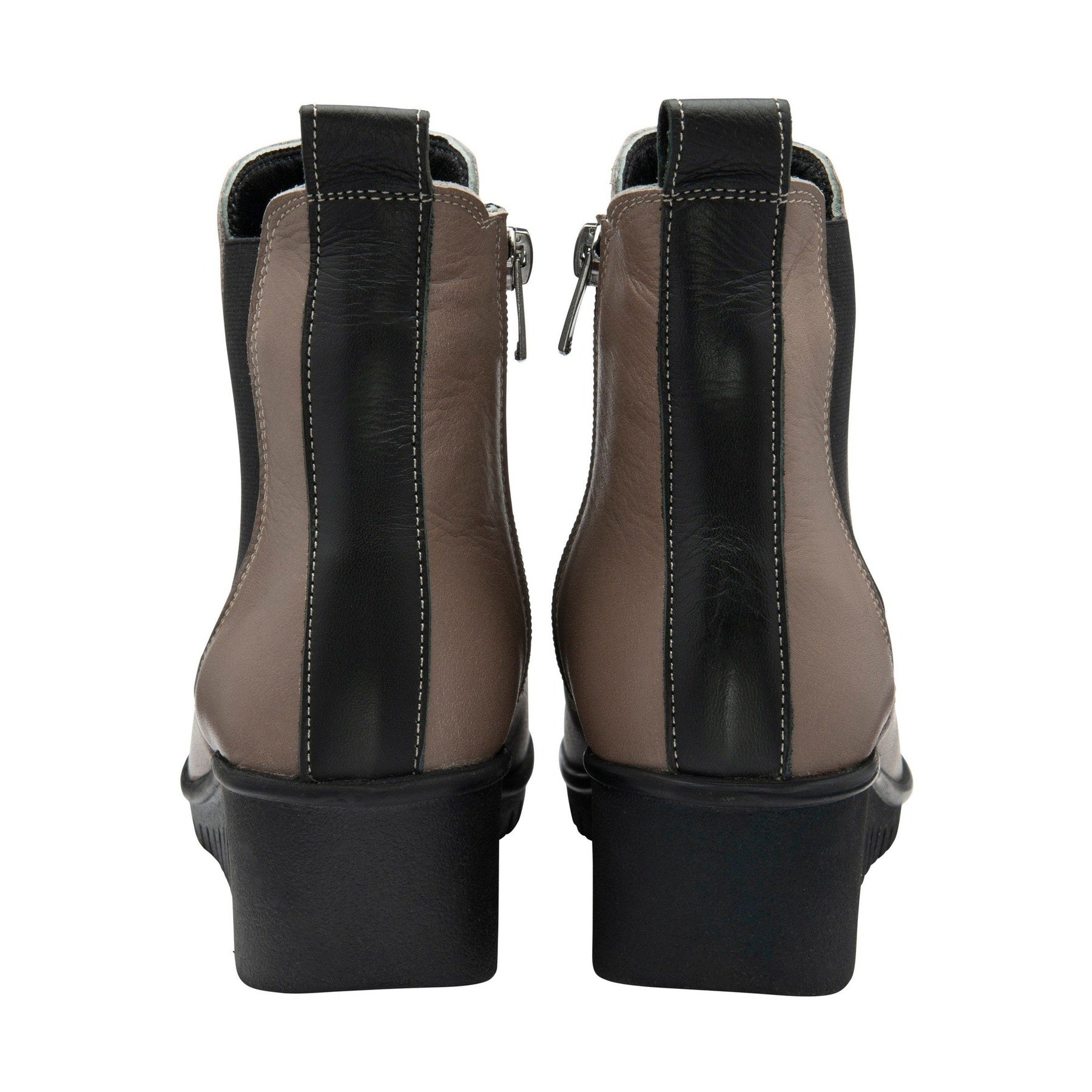 Lotus Boot Dresden Leather Ankle boot with wedge sole elasticated sides and zip CLAY DRESDEN